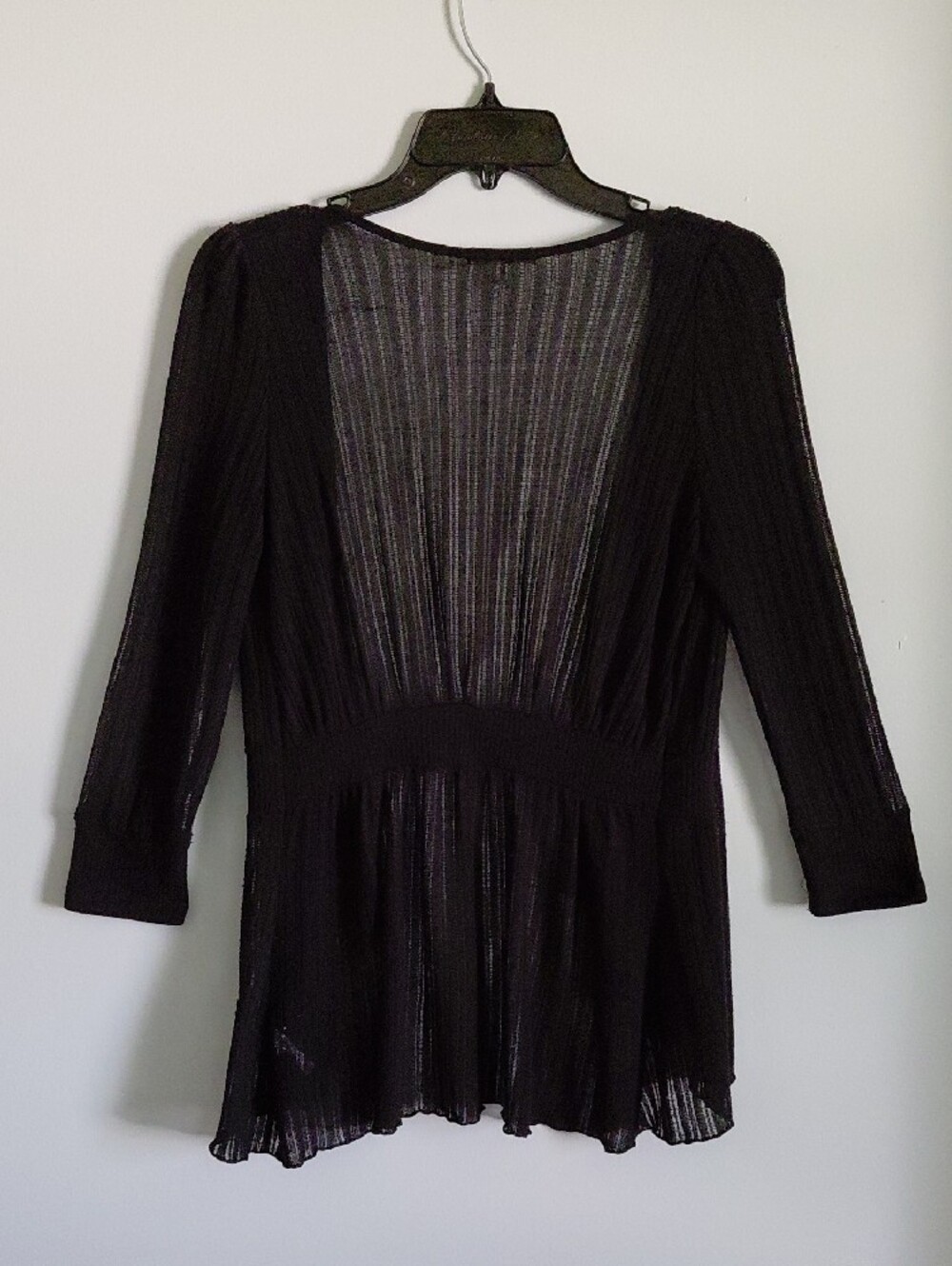 Vtg Charlotte Russe Black Open Knit Witchy Whimsigoth Y2K Lightweight Cardigan